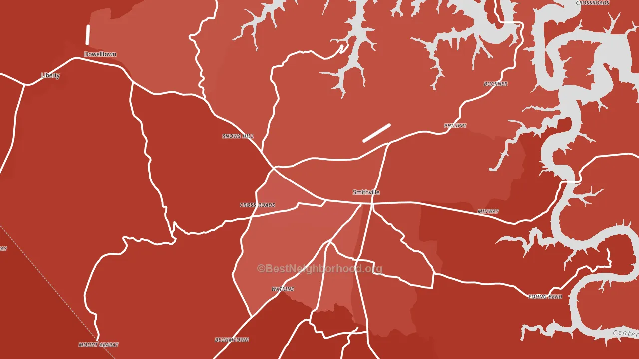 DeKalb County, TN block-group political-lean map