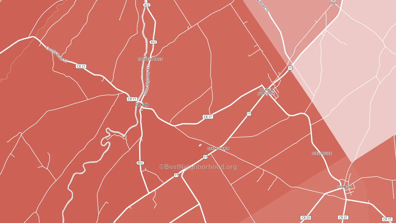 DeKalb Junction, NY block-group political-lean map