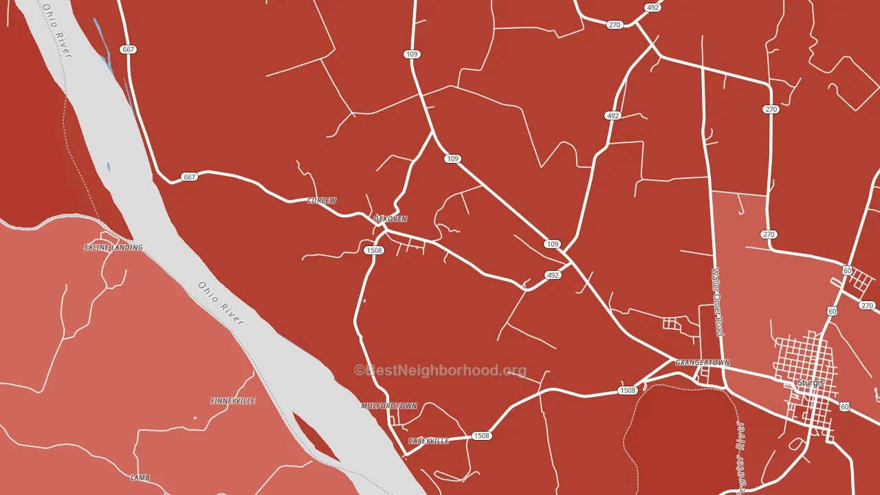 DeKoven, KY block-group political-lean map