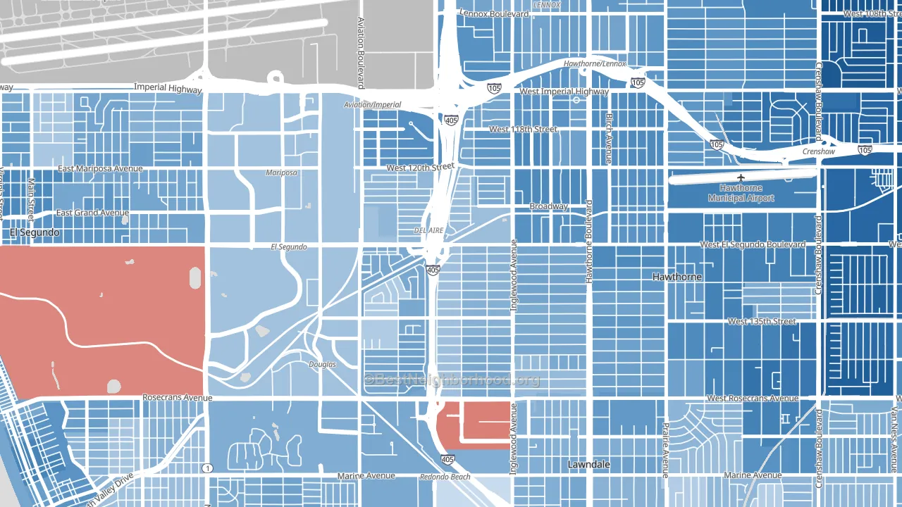 Del Aire, CA block-group political-lean map
