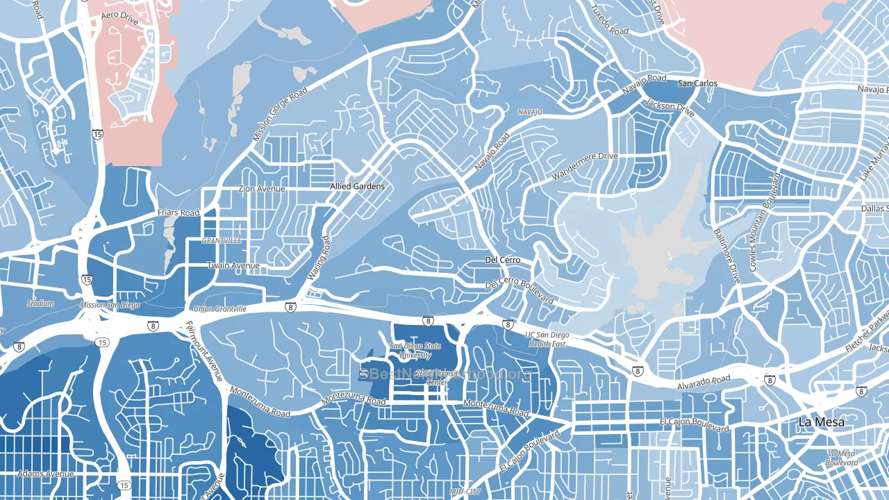 Del Cerro, San Diego, CA block-group political-lean map