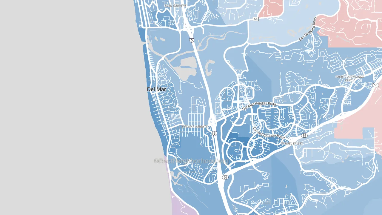 Del Mar, CA block-group political-lean map