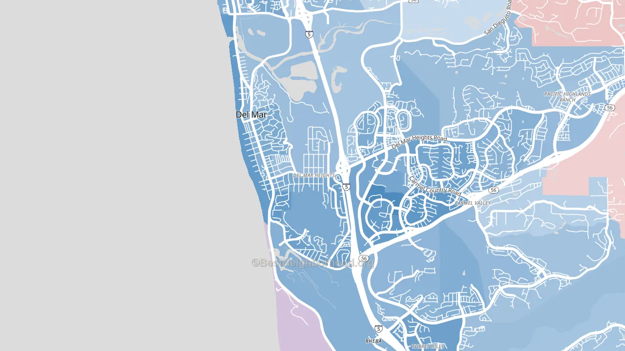 Del Mar Heights, Del Mar, CA block-group political-lean map