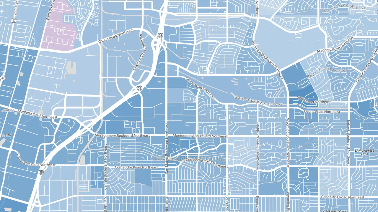 Del Norte, Albuquerque, NM block-group political-lean map