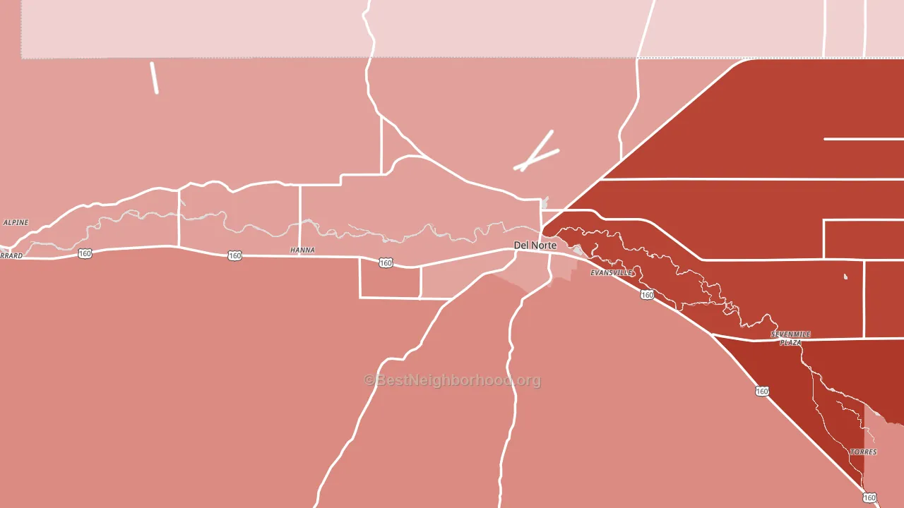 Del Norte, CO block-group political-lean map