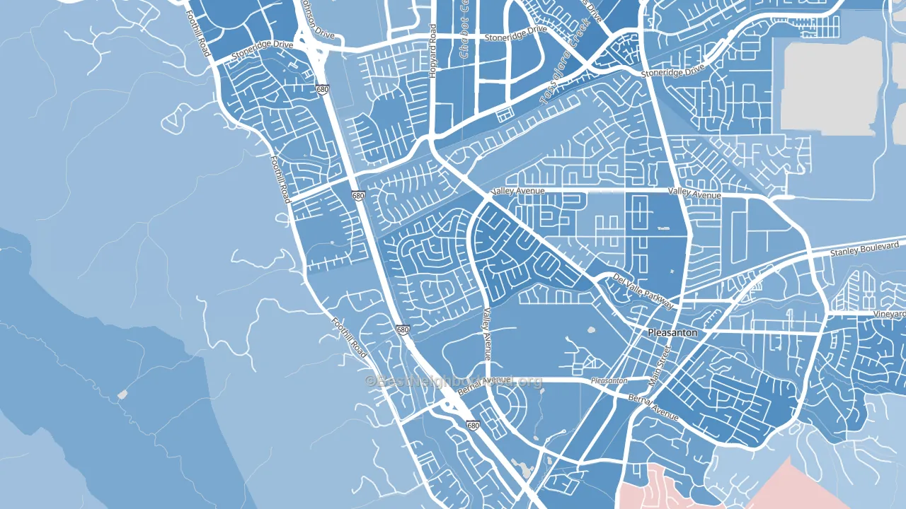 Del Prado, Pleasanton, CA block-group political-lean map