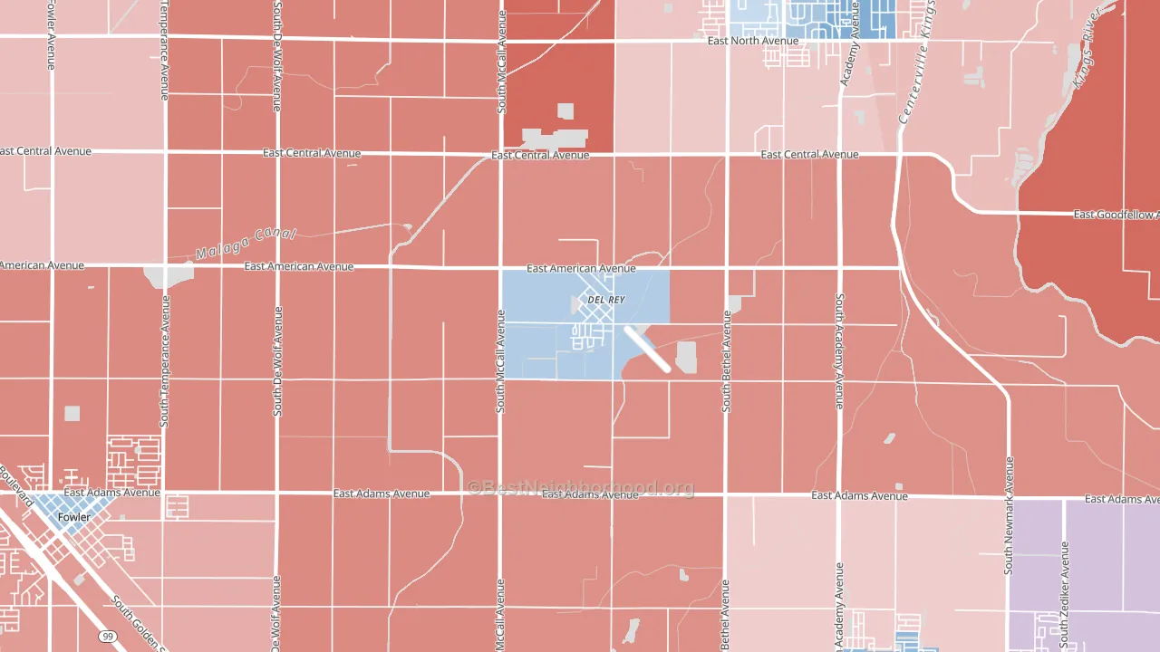 Del Rey, CA block-group political-lean map