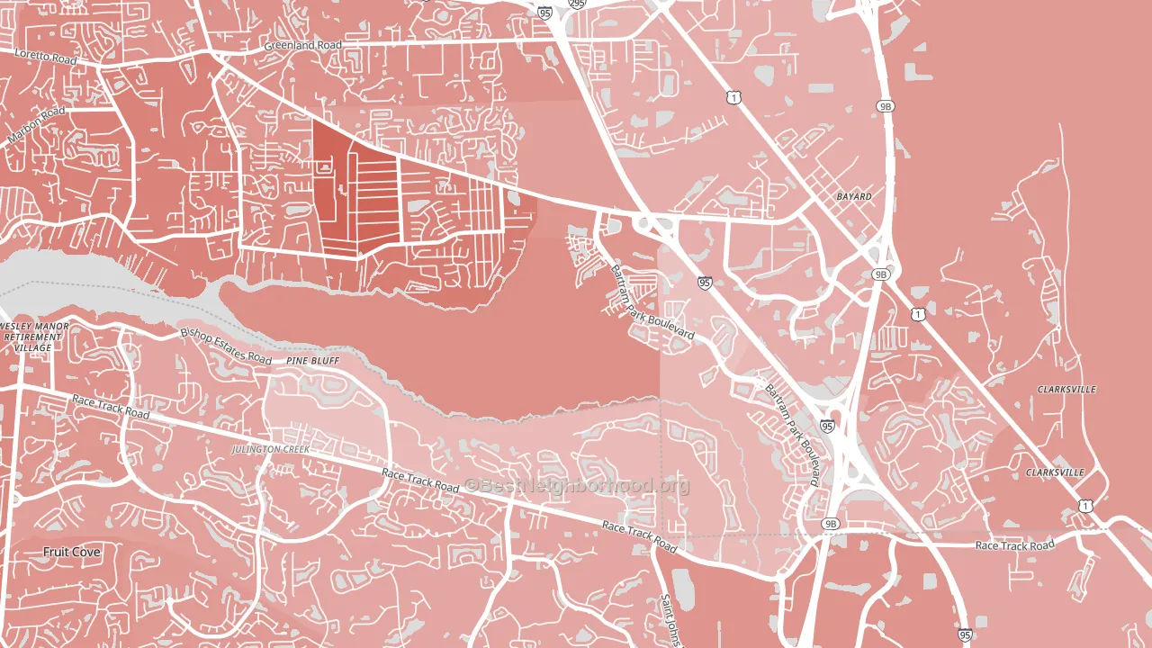 Del Rio, Jacksonville, FL block-group political-lean map