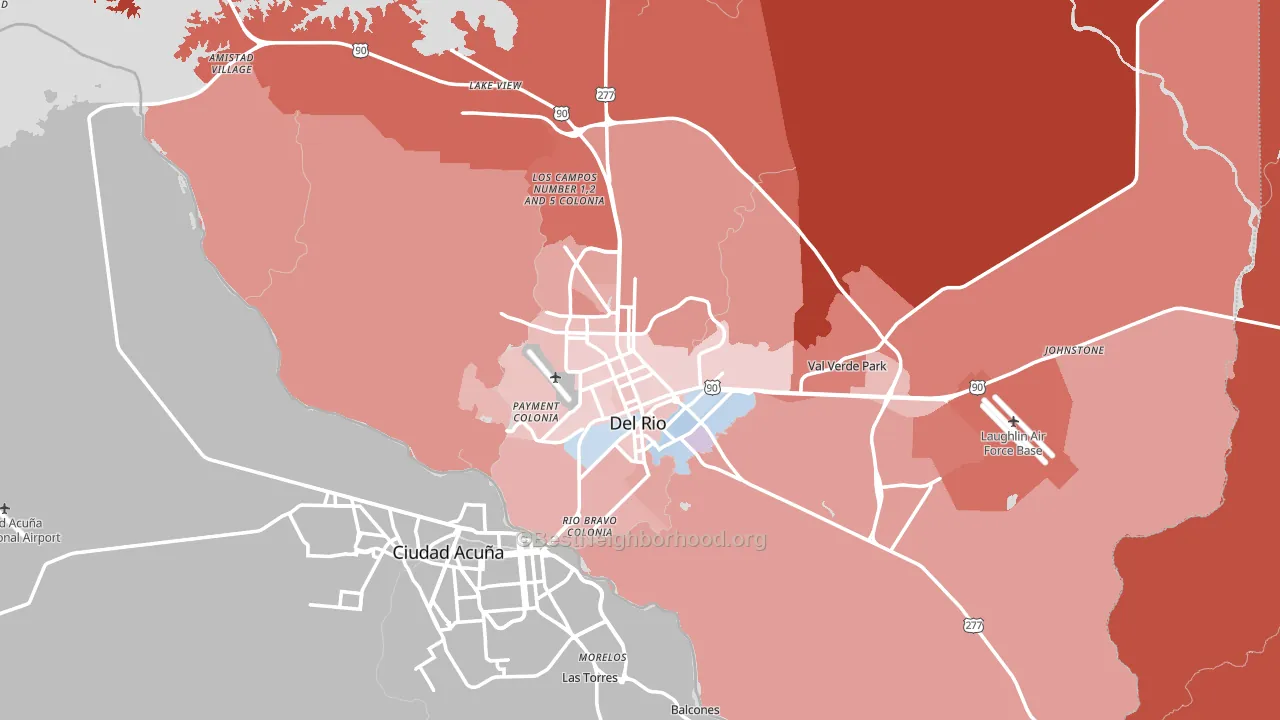 Del Rio, TX block-group political-lean map