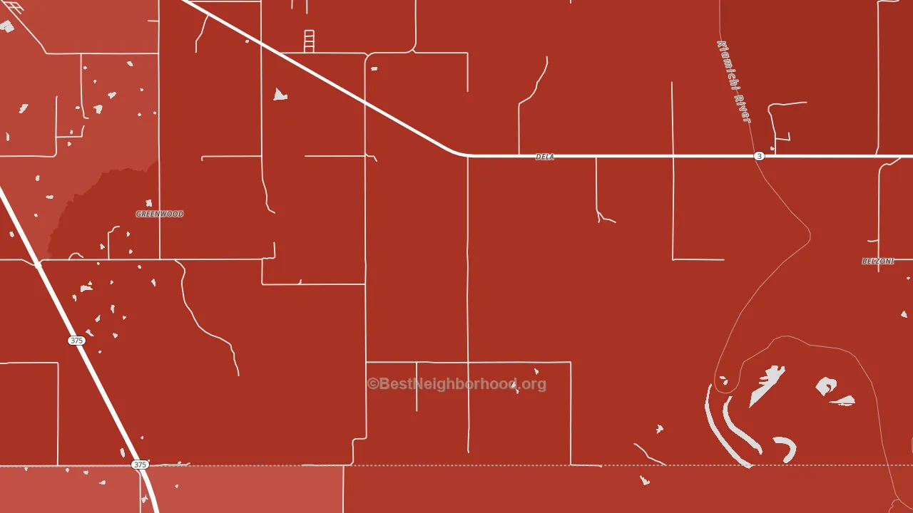 Dela, OK block-group political-lean map