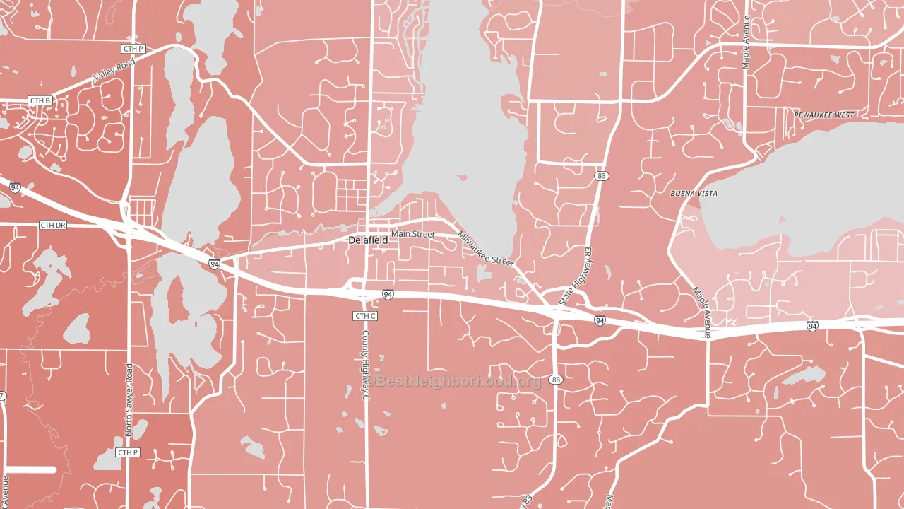 Delafield, WI block-group political-lean map
