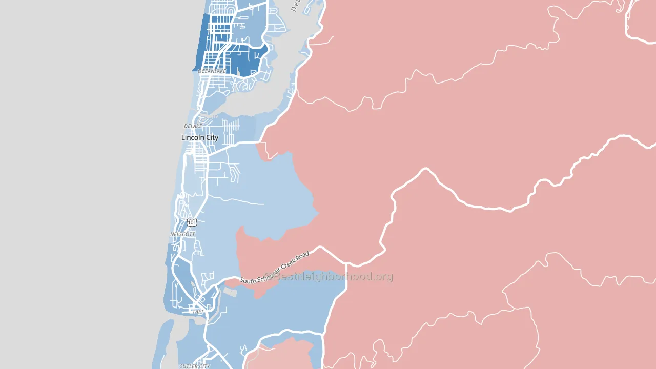 DeLake, OR block-group political-lean map