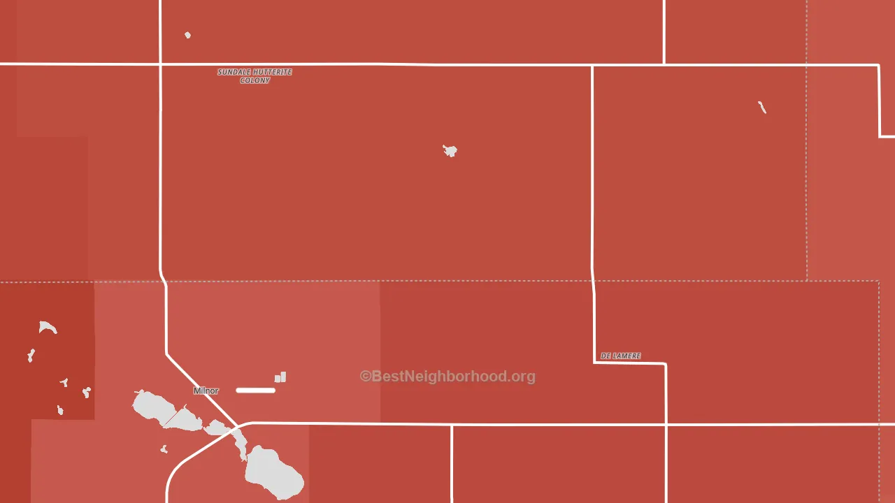 DeLamere, ND block-group political-lean map