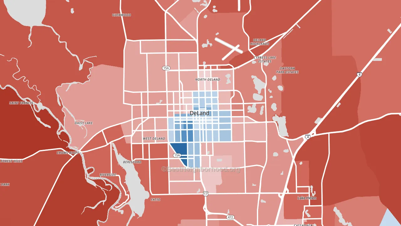 DeLand, FL block-group political-lean map