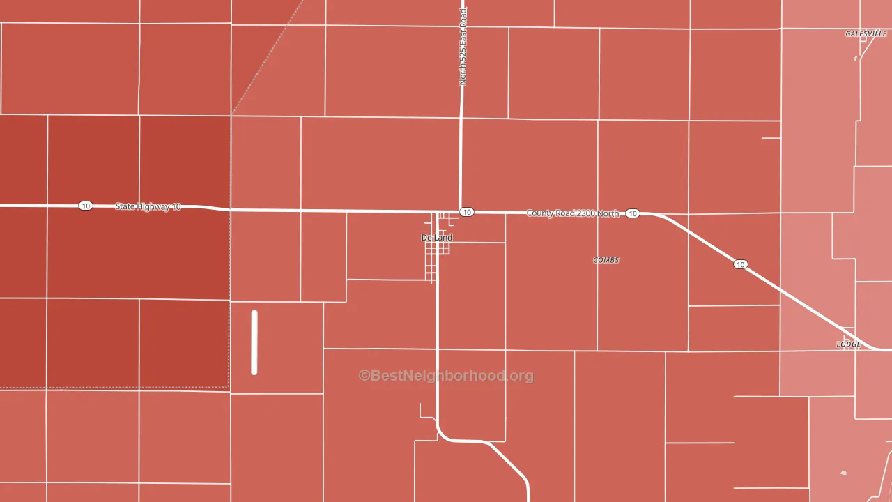 DeLand, IL block-group political-lean map