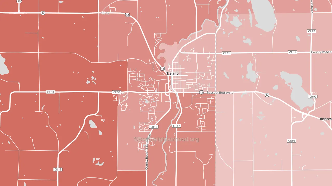 Delano, MN block-group political-lean map