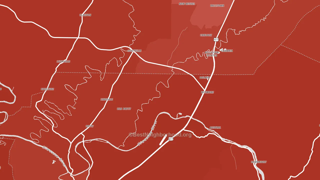 Delano, TN block-group political-lean map