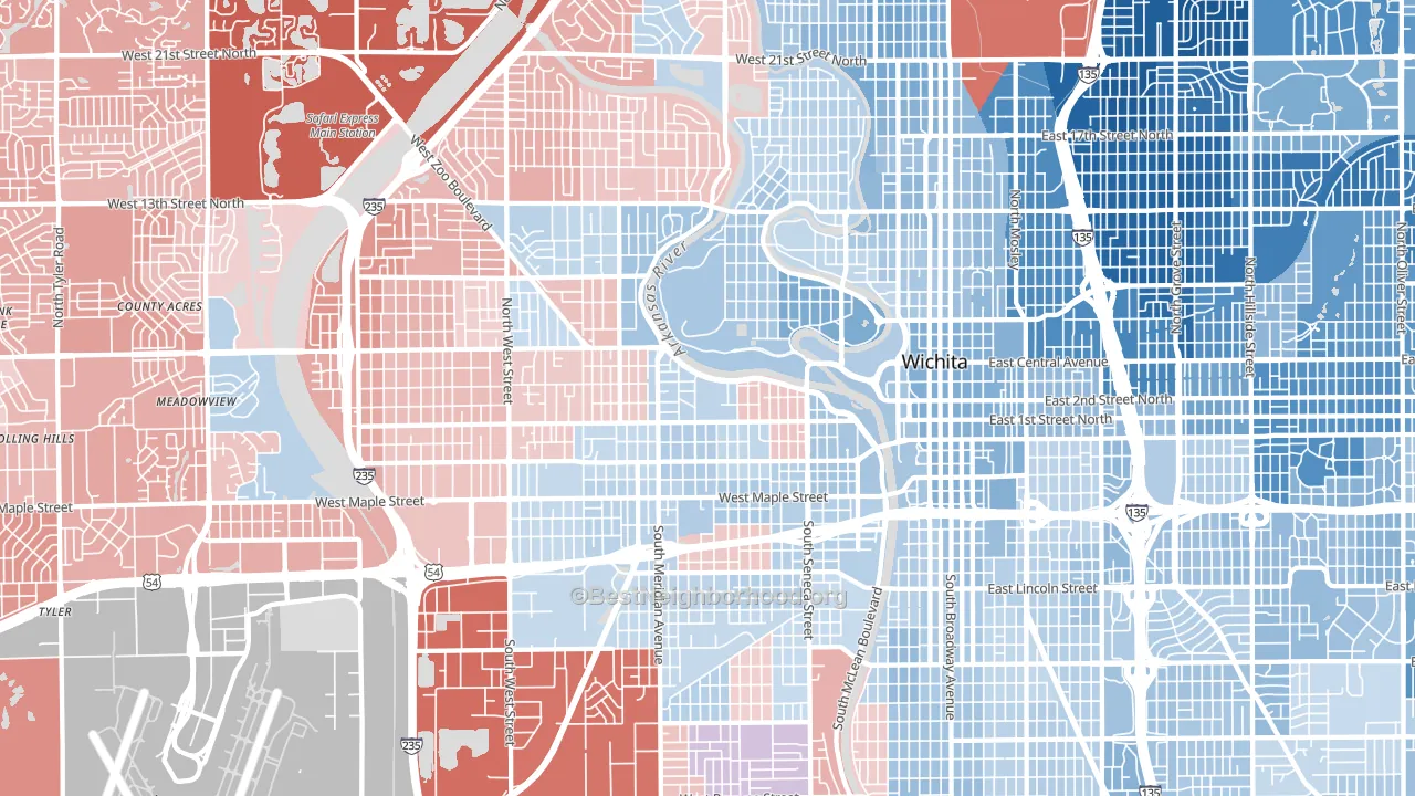 Delano, Wichita, KS block-group political-lean map