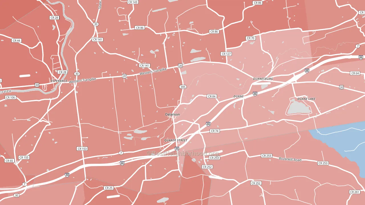 Delanson, NY block-group political-lean map