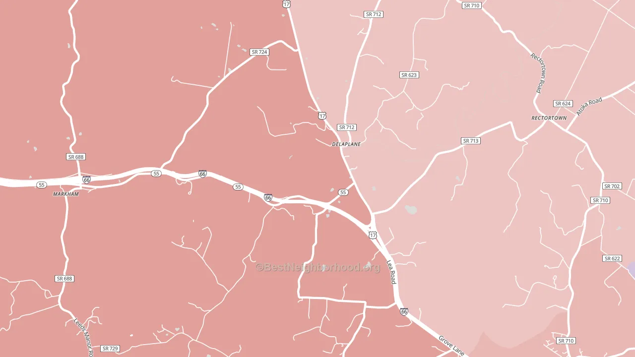 Delaplane, VA block-group political-lean map