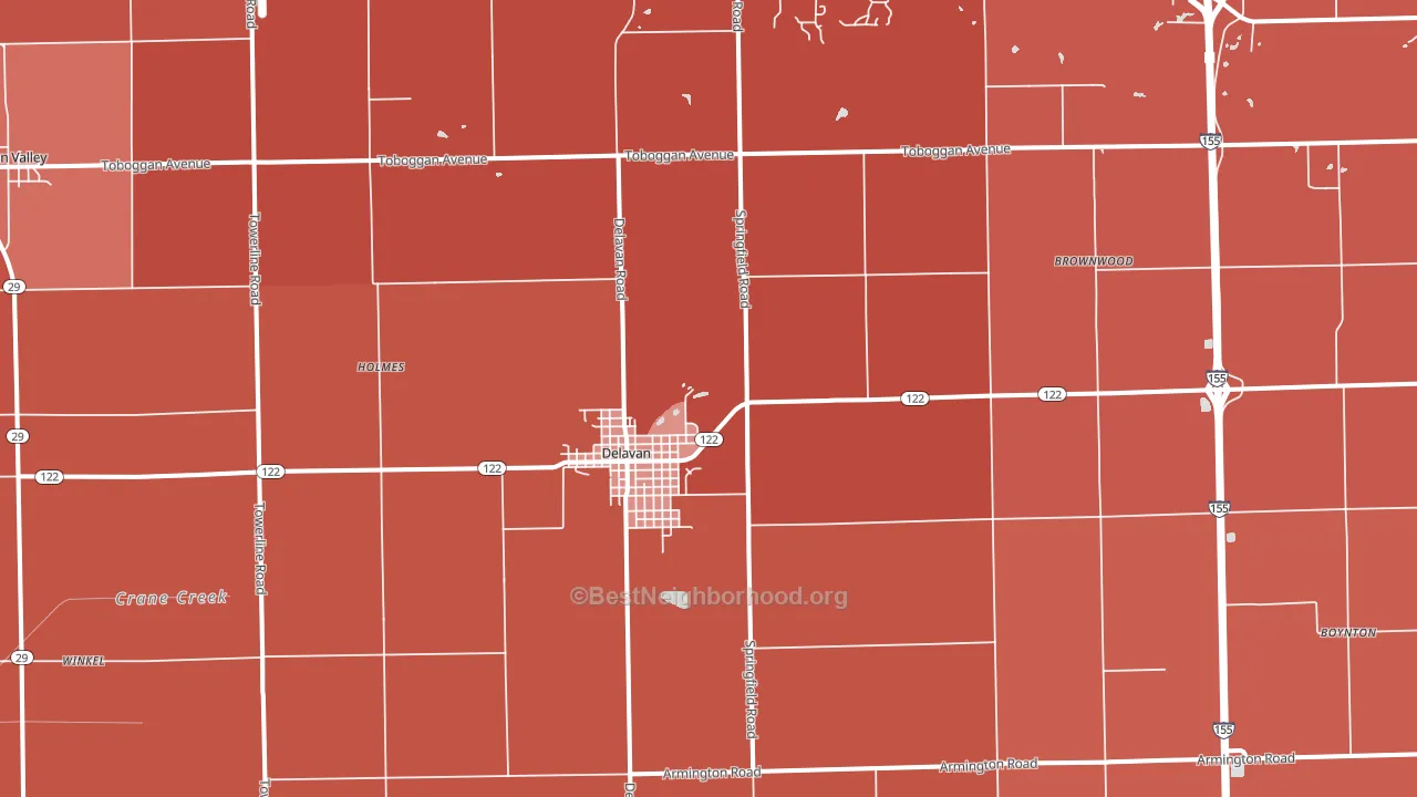 Delavan, IL block-group political-lean map
