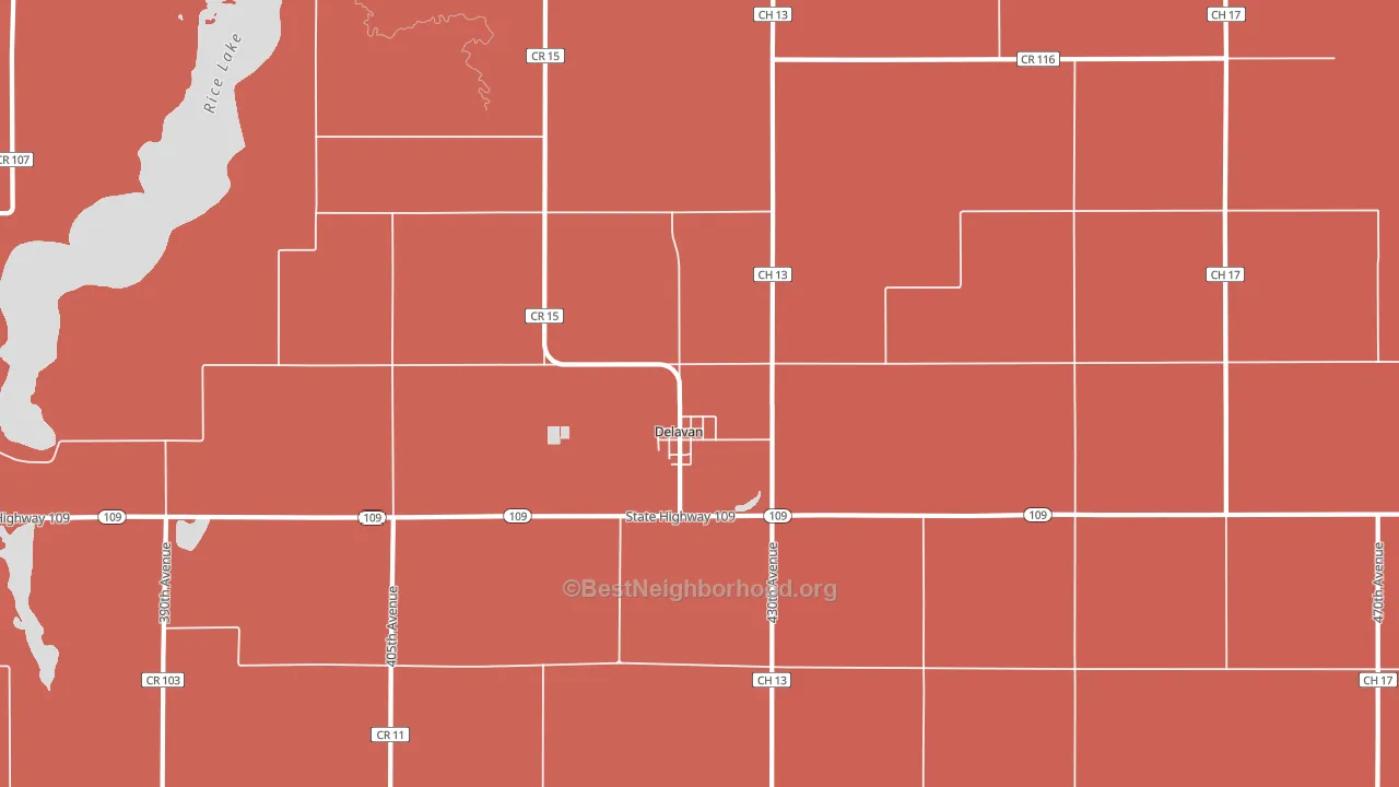 Delavan, MN block-group political-lean map