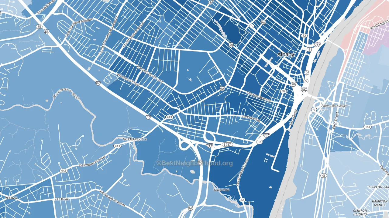 Delaware Avenue, Albany, NY block-group political-lean map