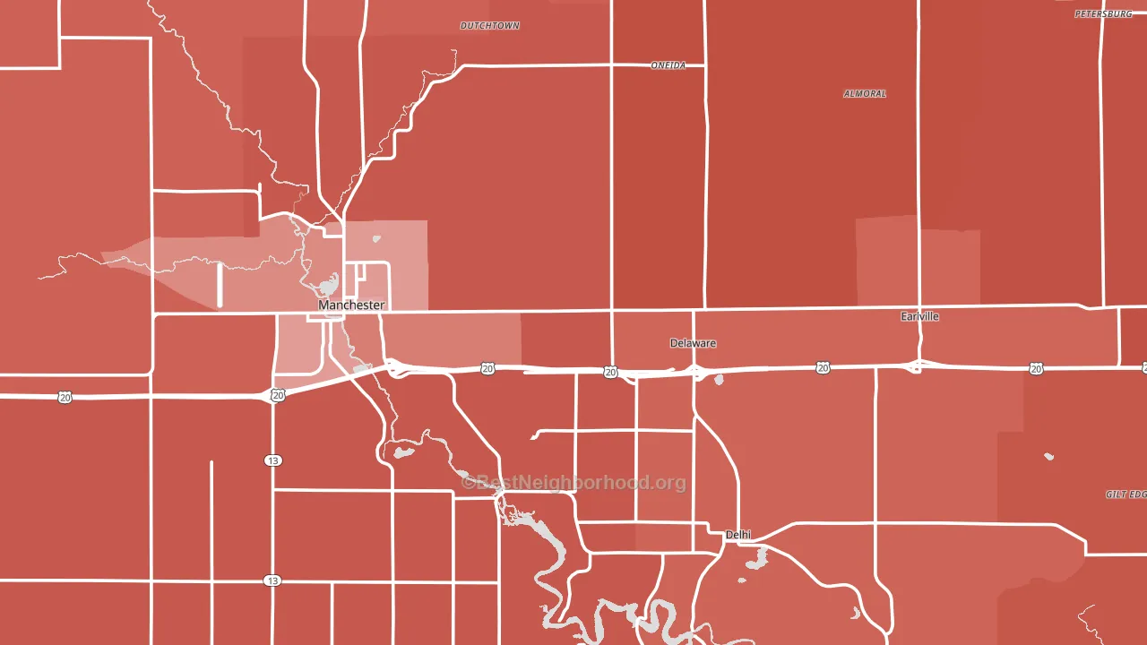 Delaware County, IA block-group political-lean map