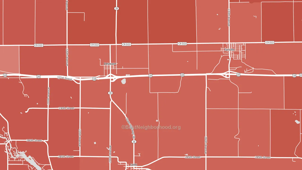 Delaware, IA block-group political-lean map