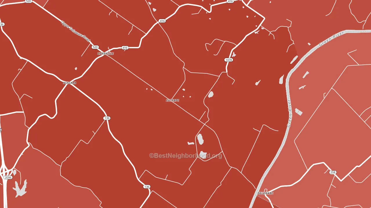 Delaware, KY block-group political-lean map