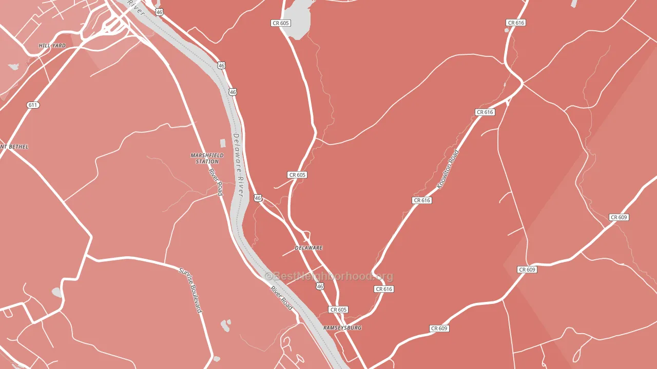 Delaware, NJ block-group political-lean map
