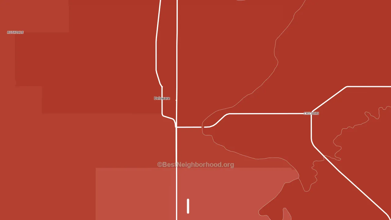 Delaware, OK block-group political-lean map