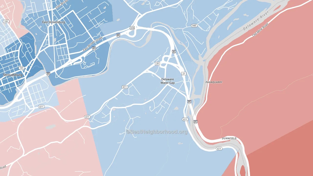 Delaware Water Gap, PA block-group political-lean map