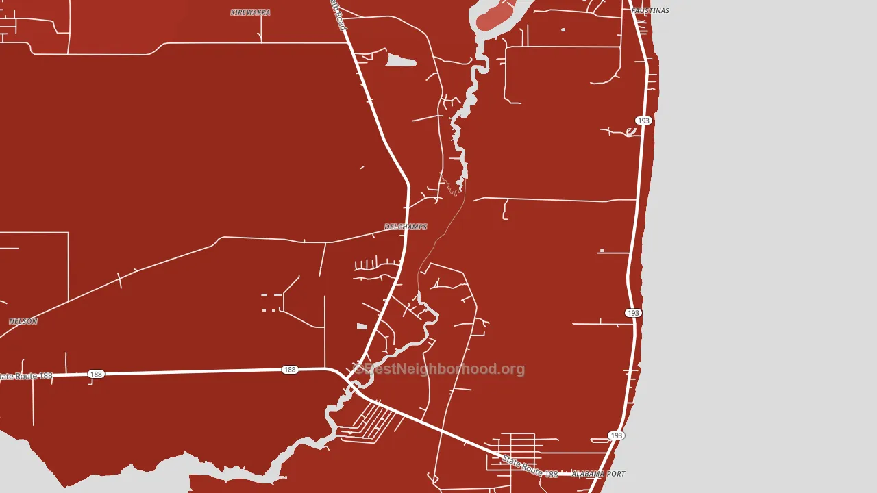 Delchamps, AL block-group political-lean map