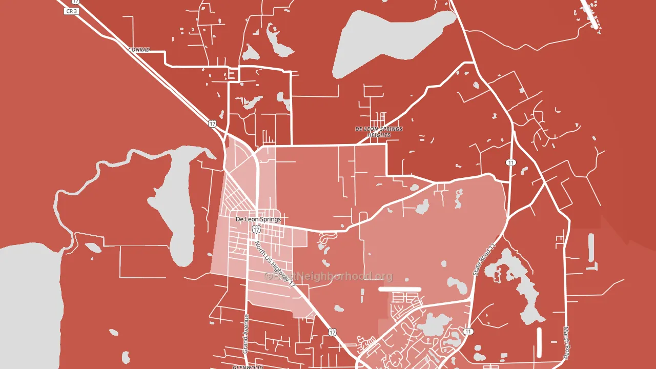 DeLeon Springs, FL block-group political-lean map
