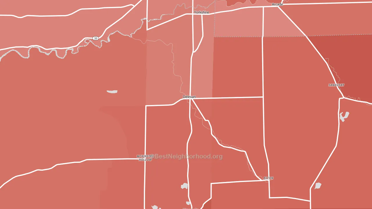 DeLevan, NY block-group political-lean map