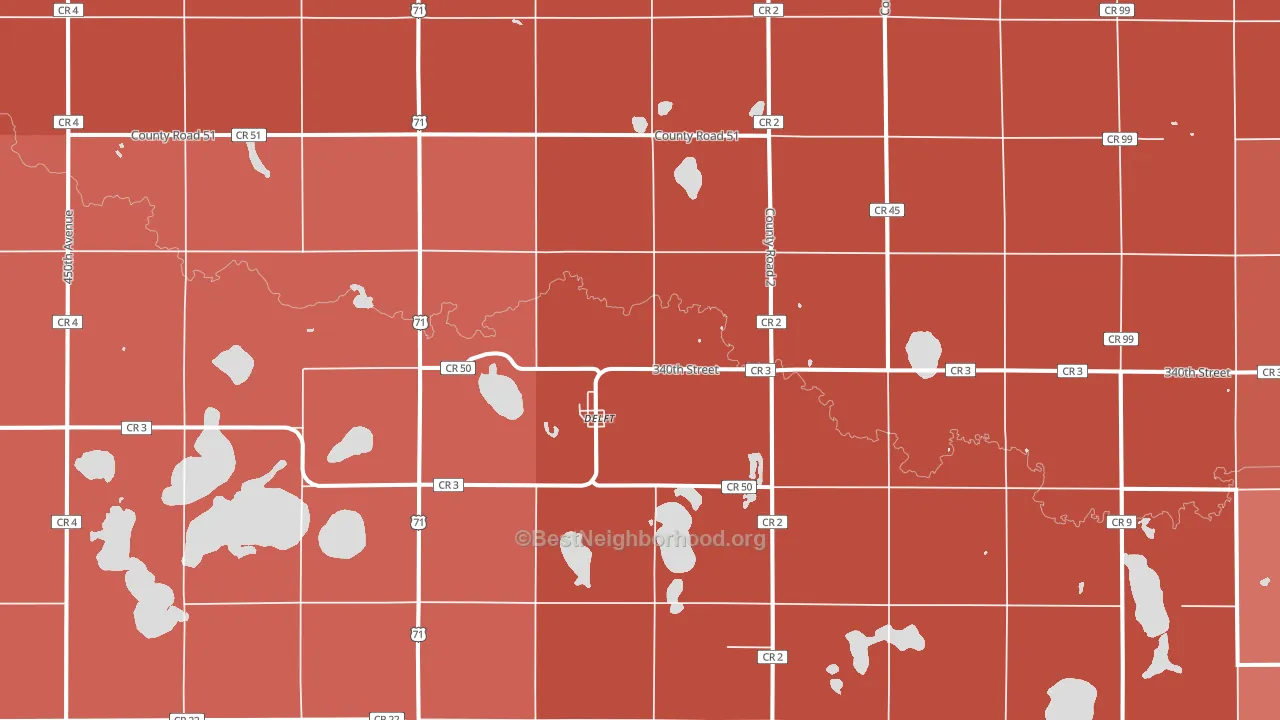 Delft, MN block-group political-lean map