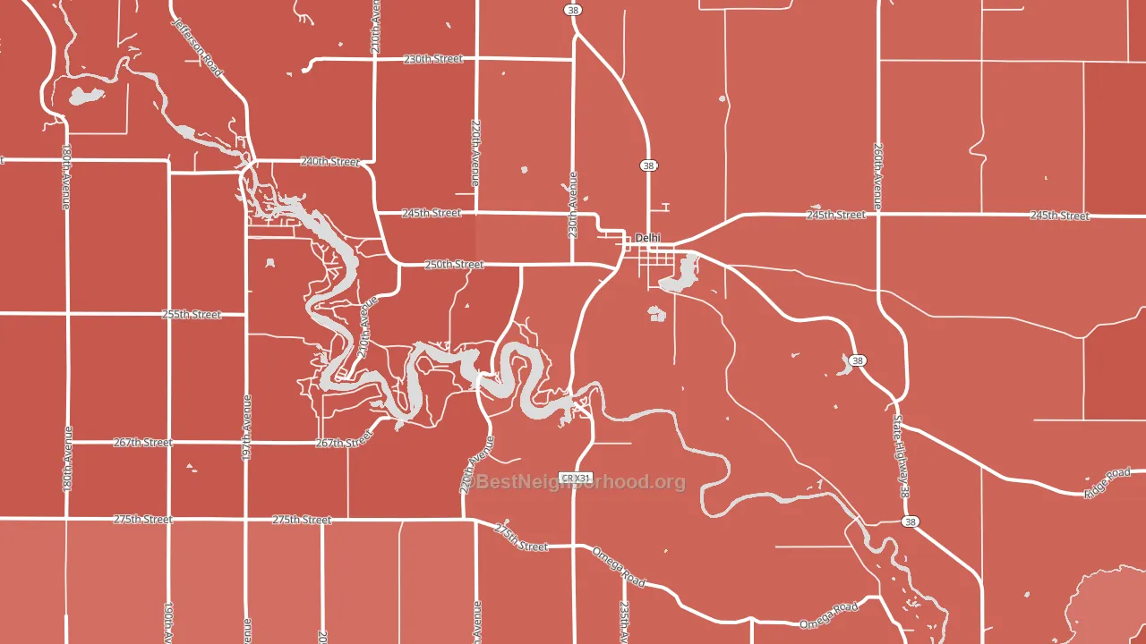 Delhi, IA block-group political-lean map