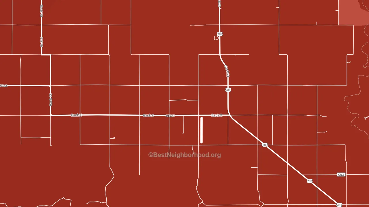 Delhi, OK block-group political-lean map