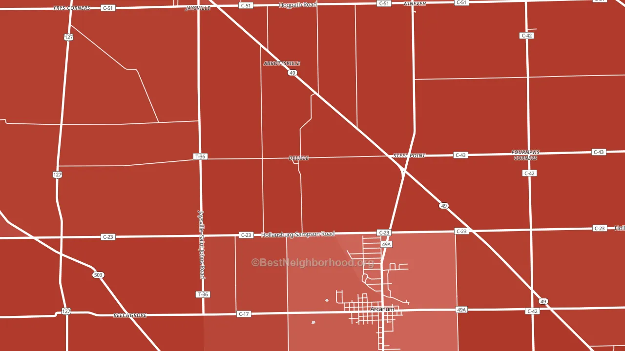 Delisle, OH block-group political-lean map