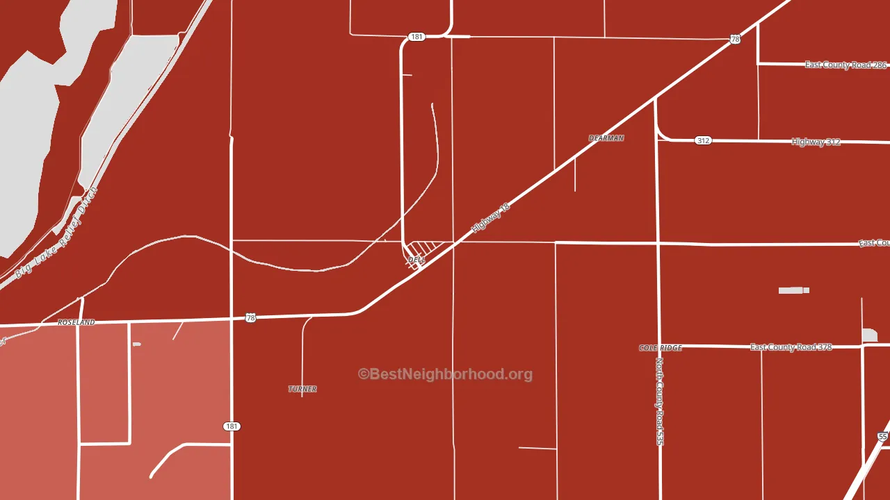 Dell, AR block-group political-lean map
