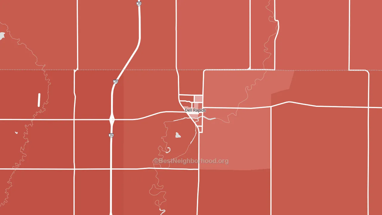Dell Rapids, SD block-group political-lean map