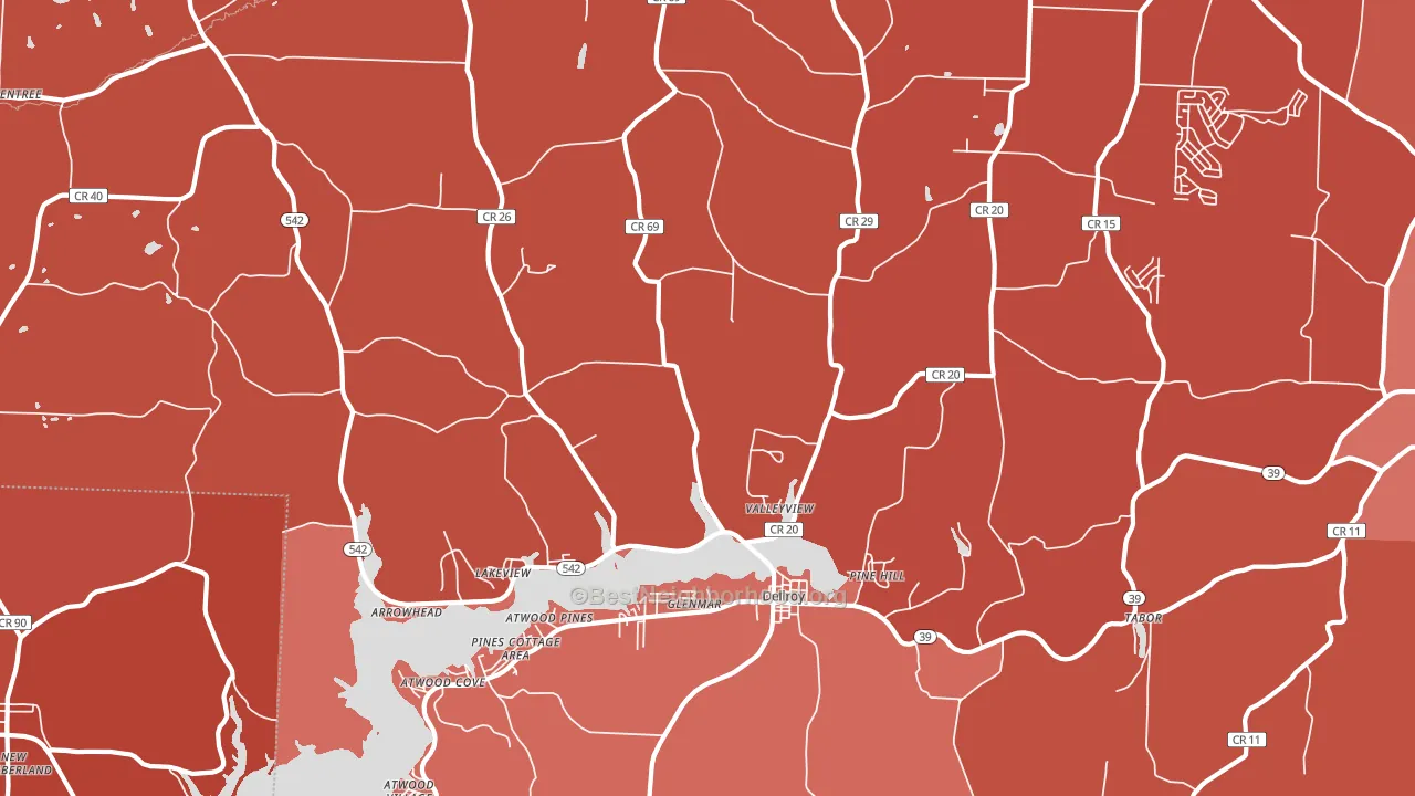 Dellroy, OH block-group political-lean map