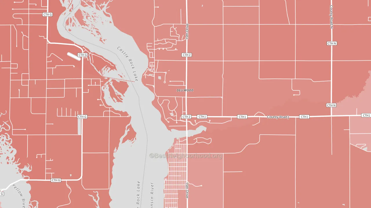 Dellwood, WI block-group political-lean map