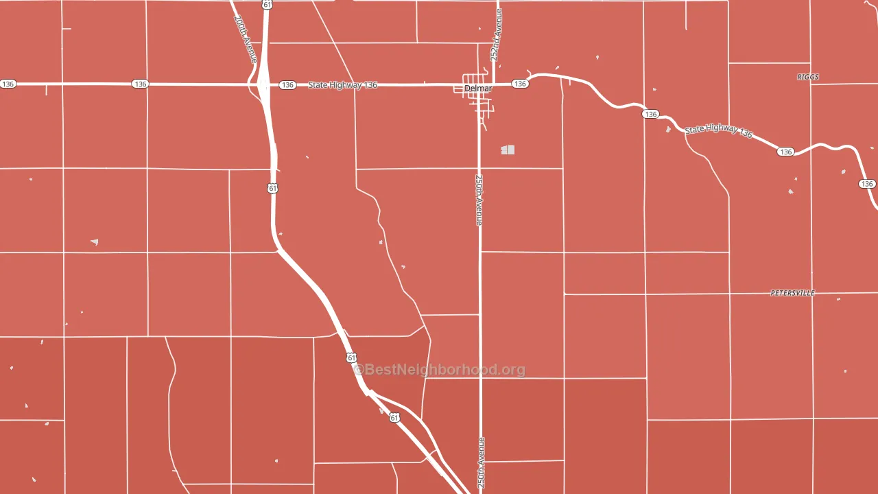 Delmar, IA block-group political-lean map