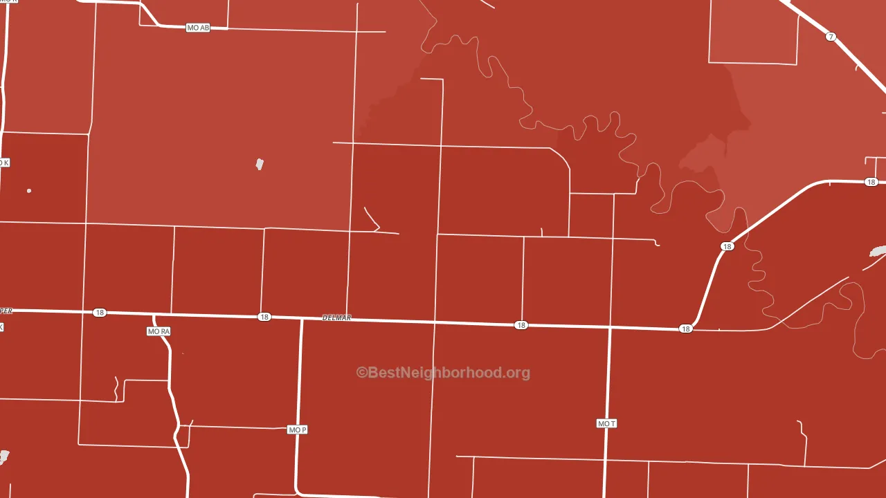 Delmar, MO block-group political-lean map