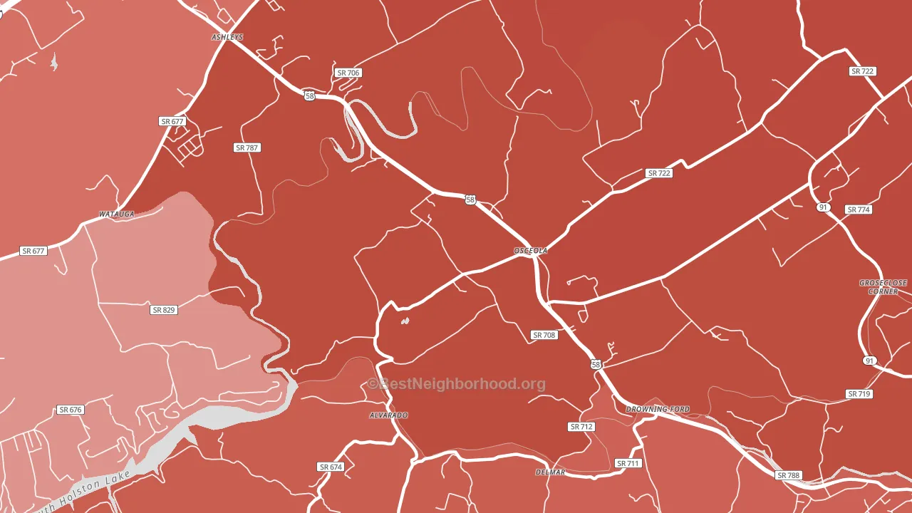 Delmar, VA block-group political-lean map