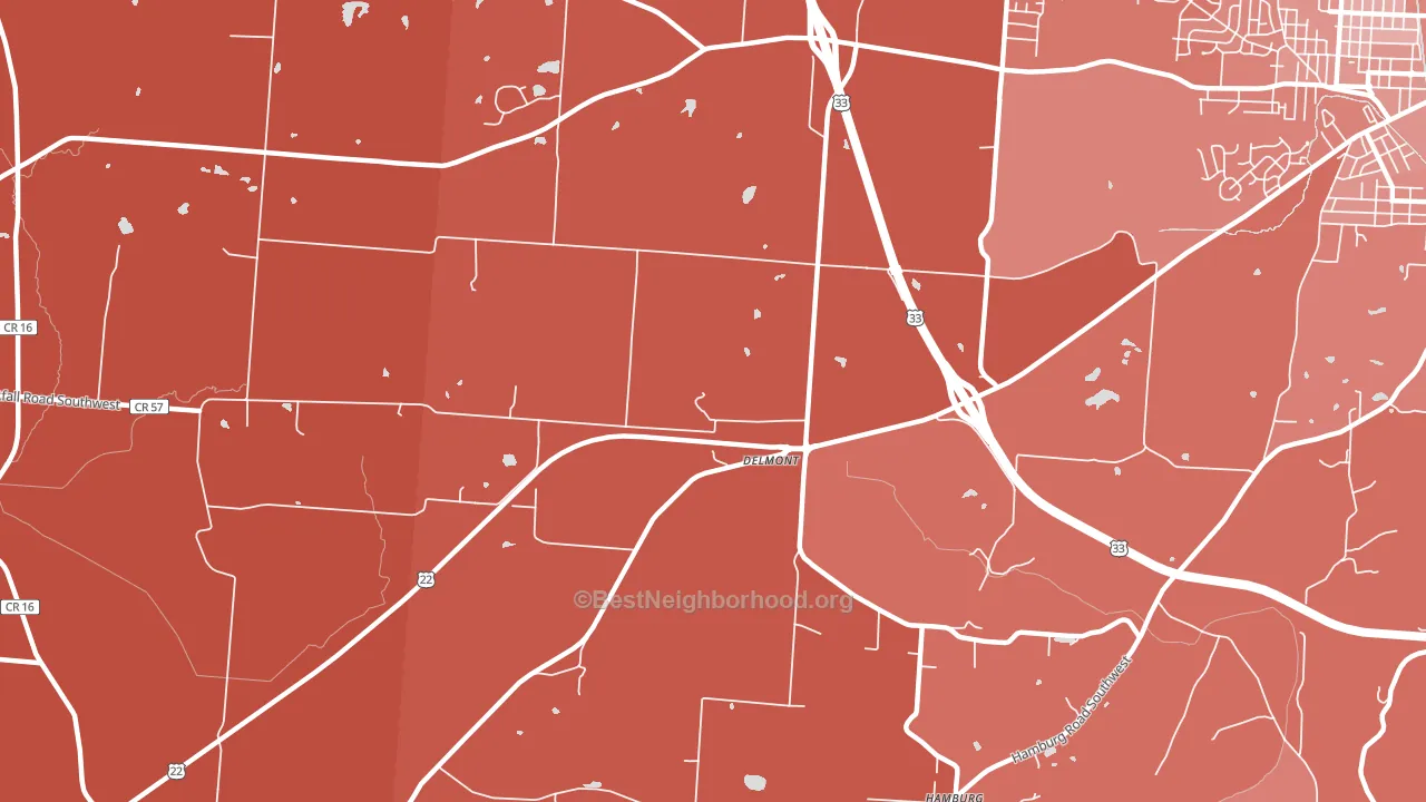 Delmont, OH block-group political-lean map