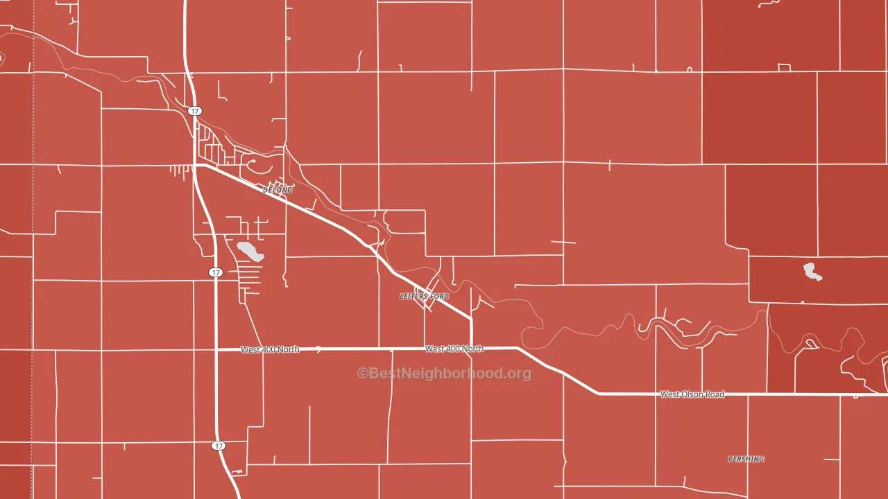 Delong, IN block-group political-lean map