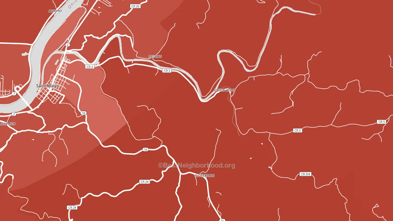 Delong, WV block-group political-lean map
